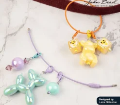 Super Cute Acrylic Animal Beads – Green and Pink