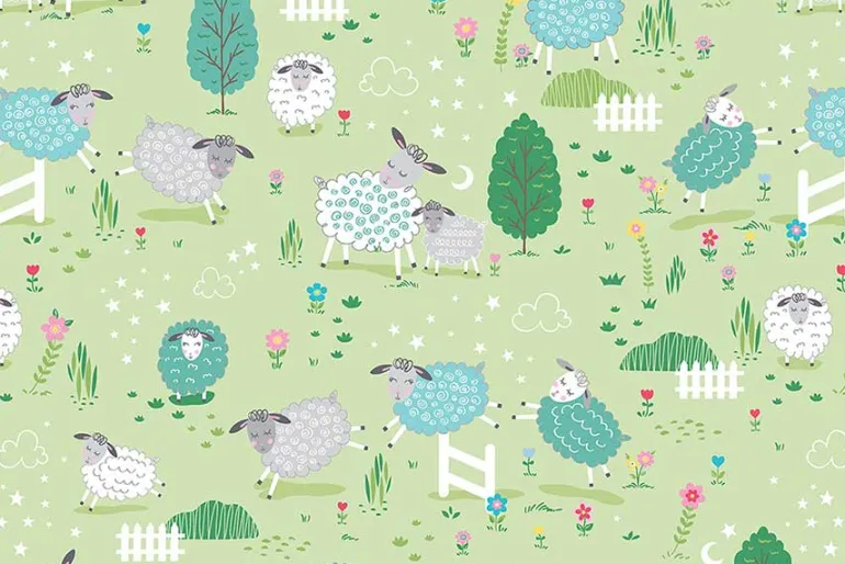 Sweet Little Lamb Little Lamb Scenic on Green