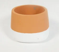 Terra Cotta and White Cement Pot
