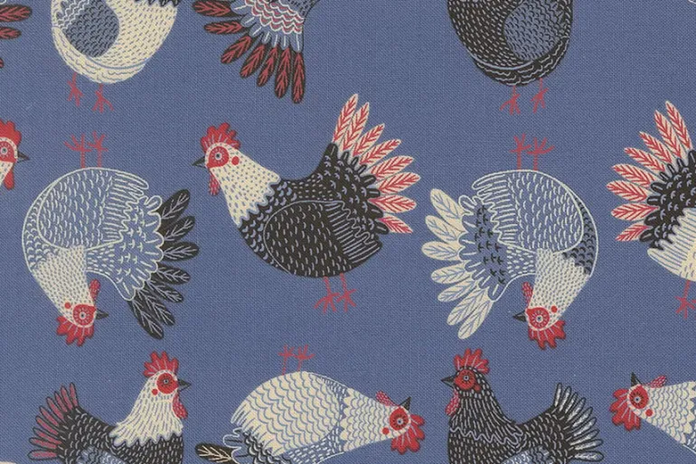The Henhouse Tossed Chickens on Cobalt Blue