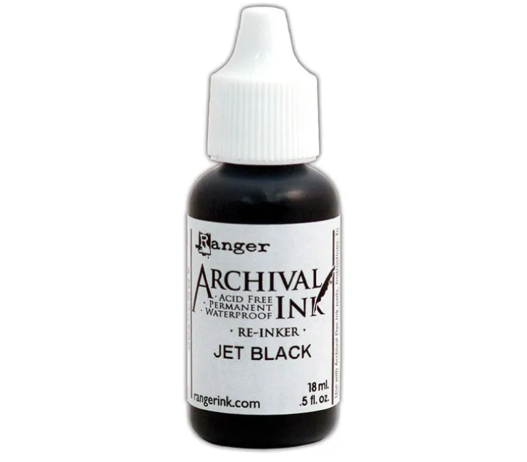 Tim Holtz Archival Pad Re-Inker .5 oz. – Jet Black