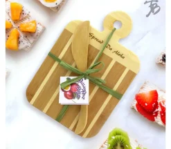 Totally Bamboo Striped Paddle Serving and Cutting Board and Spread Knife Set