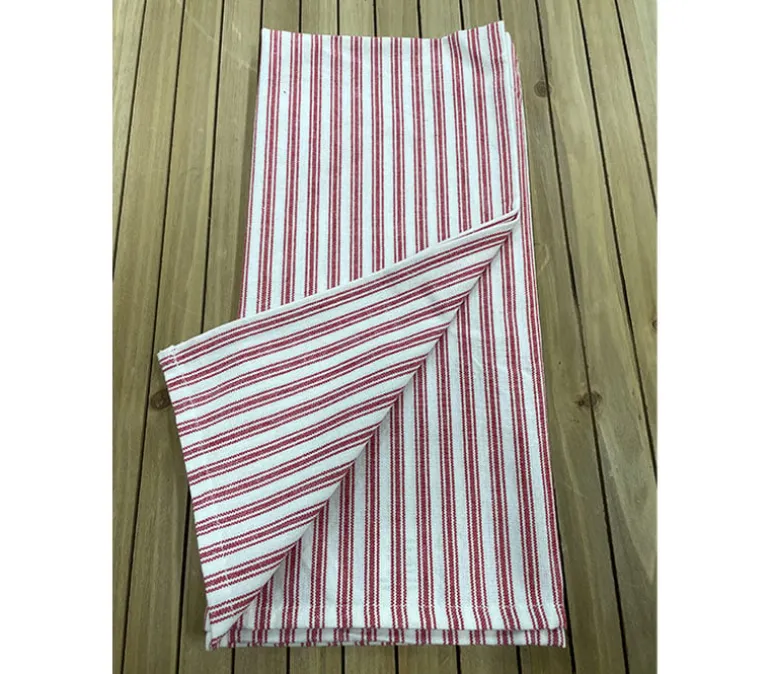 Towel – Ticking Stripe Red White