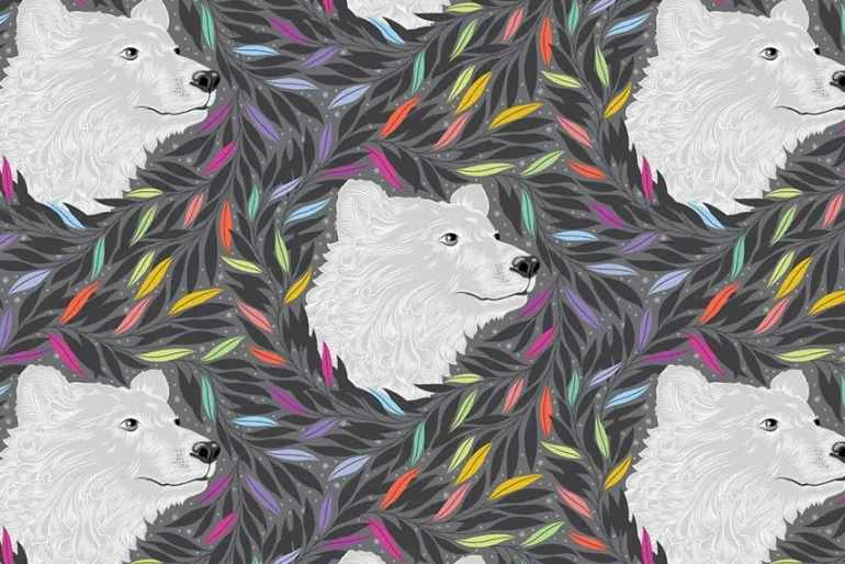Tula Pink Graywork Wolf of Pink Street Carbon