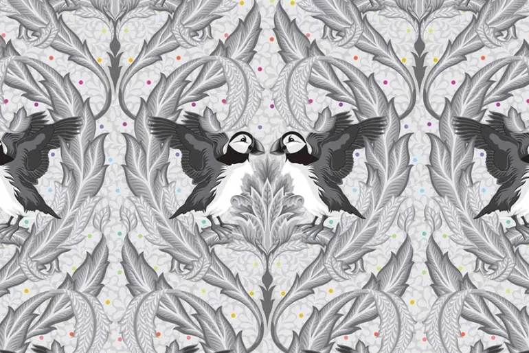 Tula Pink Graywork Wolf of Pink Street Carbon