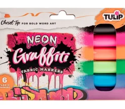 Tulip Graffiti Fabric Marker Set – 6 Piece – Neon Chisel Tip