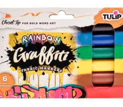 Tulip Graffiti Fabric Marker Set – 6 Piece – Rainbow Chisel Tip