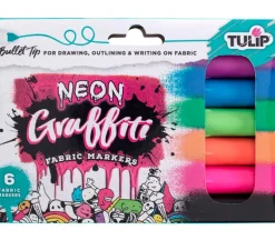 Tulip Graffiti Fabric Marker Set – 6 Piece – Neon Bullet Tip