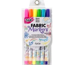 Tulip Permanent Fabric Markers – 6 Piece – Neon