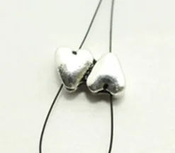 Two Joined Heart Double Hole Bead – Antique Silver Plated