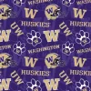 University of Washington Husky, Logos and Helmets Tossed on Purple