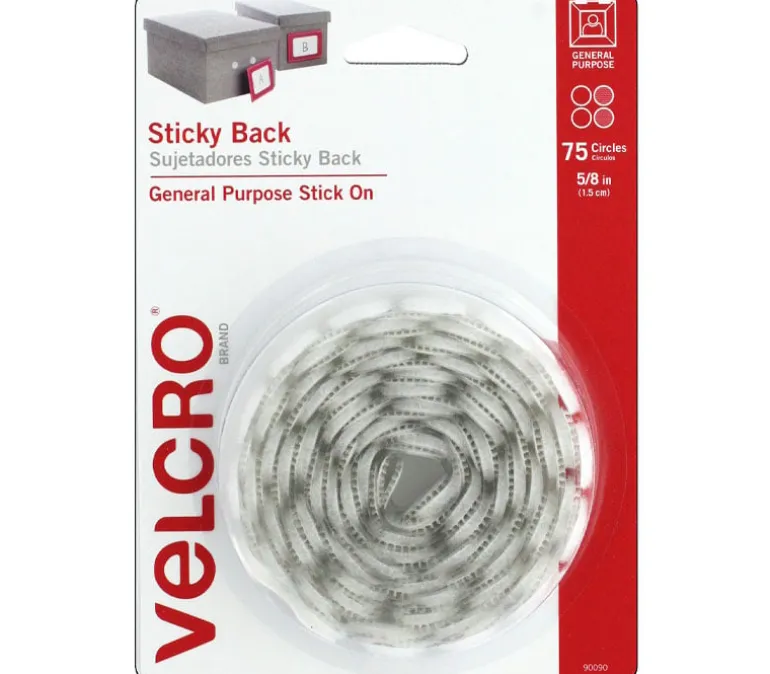 Velcro Sticky Back Circles – 5/8-inch 75 piece – White