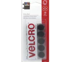 Velcro Sticky Back Coin – 5/8-inch – 15 Piece – Black