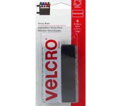 Velcro Sticky Back Strip – 3/4-inch x 3-1/2-inch – 4 Piece – Black