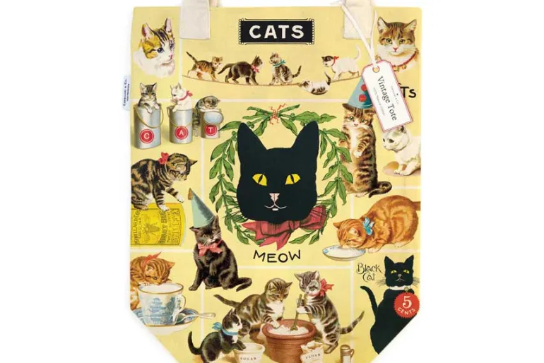 Vintage Cats Natural Cotton Tote Bag