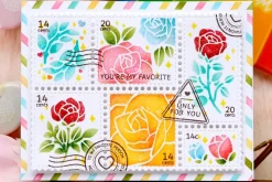 Waffle Flower Postage Collage Peony Stencil