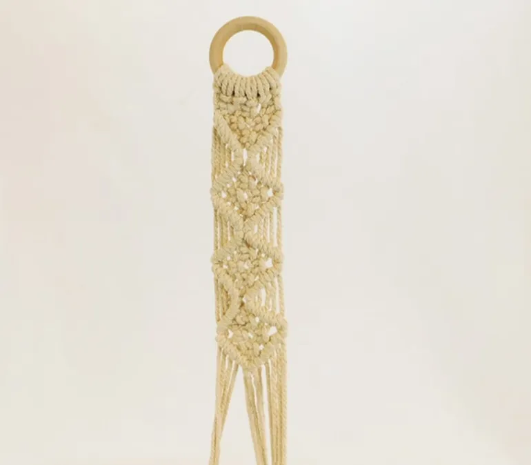 Wall Hanger – Macrame with Log Shelf – 8-inch x 34-inch