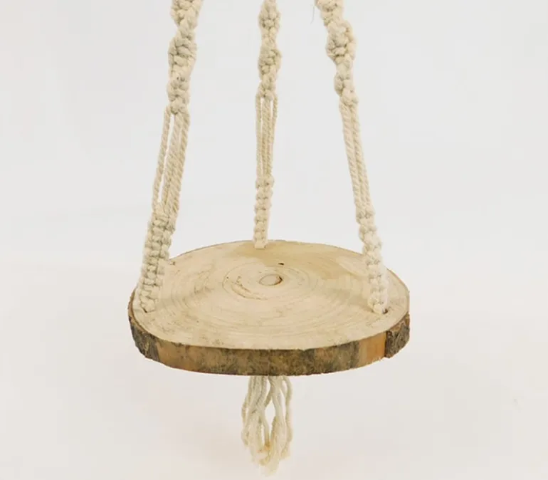 Wall Hanger – Macrame with Log Shelf – 8-inch x 34-inch