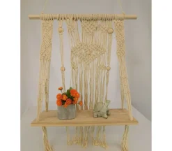 Wall Hanger – Macrame with Wood Shelf