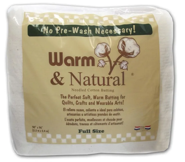 Warm and Natural Cotton Batting – Full Size 90-inch x 96-inch