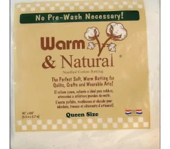 Warm and Natural Cotton Batting – Queen Size 90-inch x 108-inch