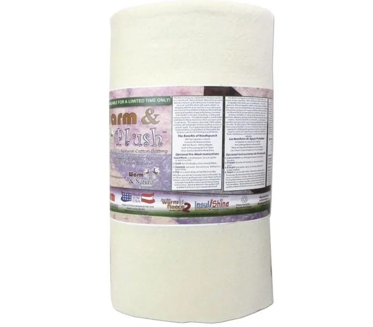 Warm and Plush Cotton Batting by the yard – 90-inch wide