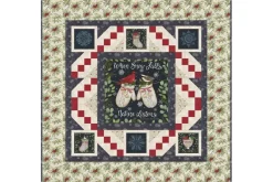 When Snow Falls Mittens Fabric Panel Black, 24-in by 44-in