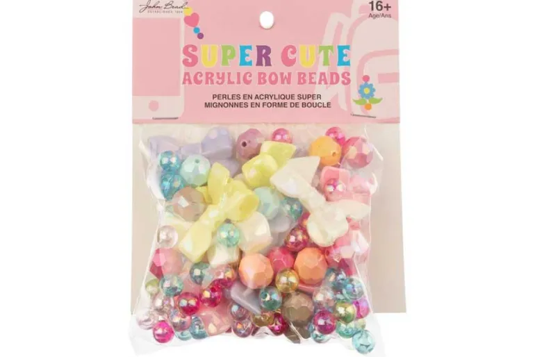 White and Crystal Acrylic Bead Mix, 80g