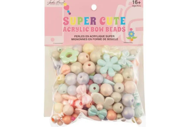 White and Crystal Acrylic Bead Mix, 80g