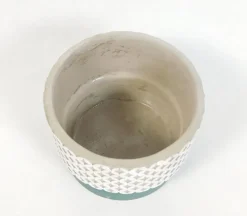 White and Green Diamond Pattern Plant Pot