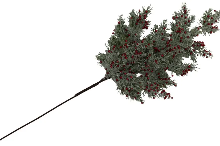 17″ White Poinsettia Needle Pine Bush