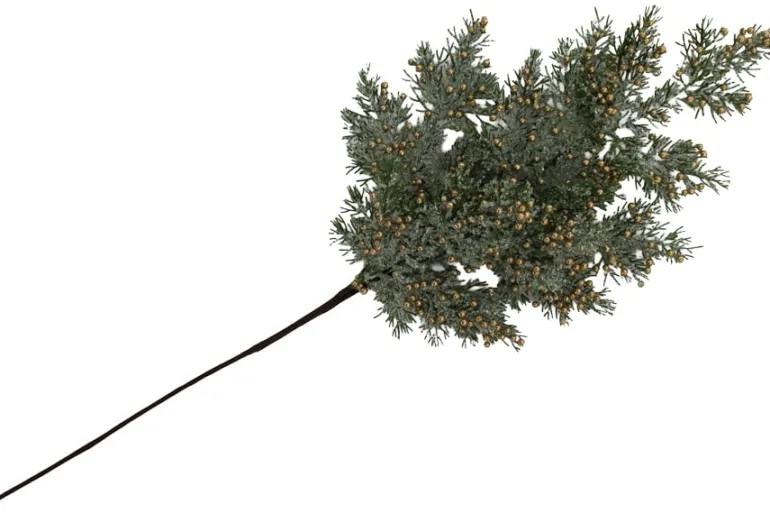 17″ White Poinsettia Needle Pine Bush
