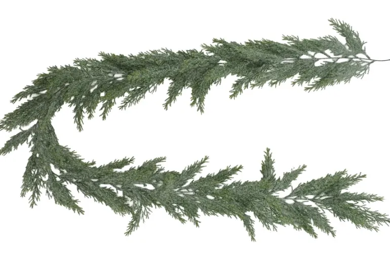 17″ White Poinsettia Needle Pine Bush