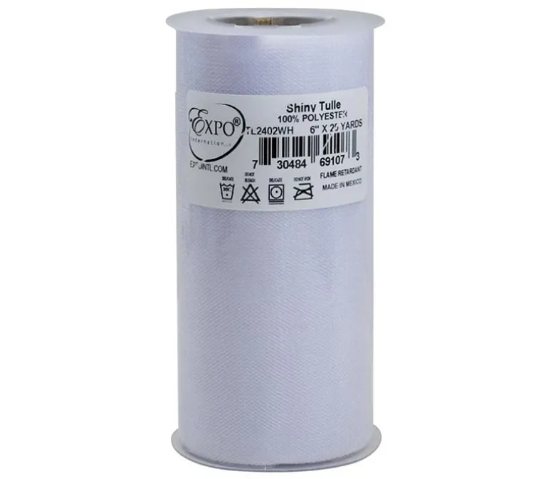 White Tulle Netting 6-inches by 25-yard Spool