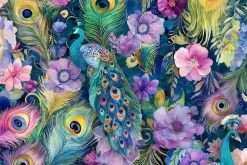 Wild Beauty Peacocks on Florals