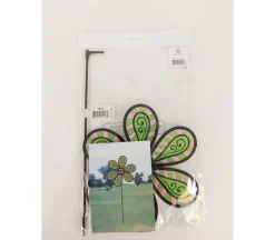 Wind Spinner – Flowers with Spinners – Green/Pink or Pink/Purple – Color Shipped is Randomly Picked