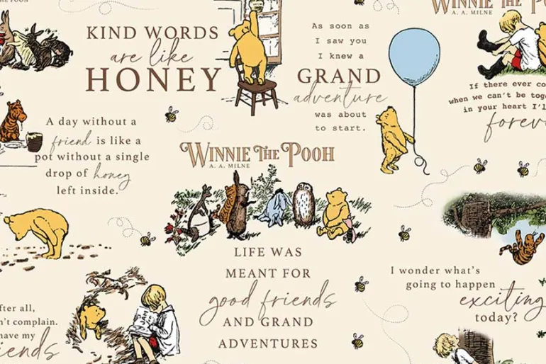 Winnie the Pooh Character Scenic on Cream