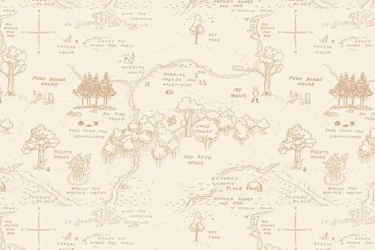 Winnie the Pooh Character Scenic on Cream