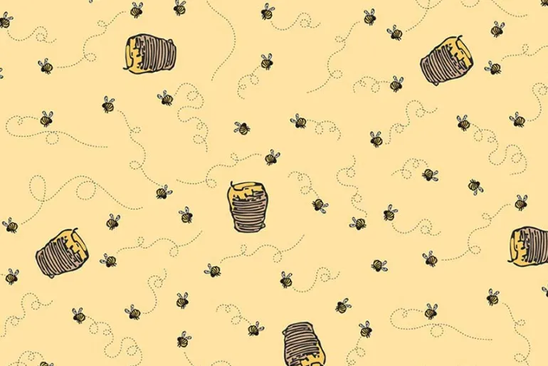 Winnie the Pooh Character Scenic on Cream