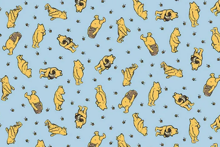 Winnie the Pooh Characters Tossed on Brown