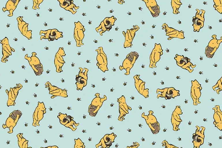 Winnie the Pooh Flannel Pooh Bear Toss on Blue