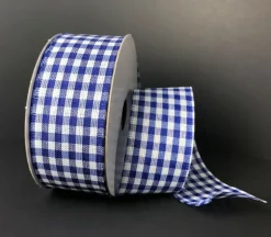 Wired Royal Blue and White Gingham Ribbon