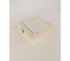 Wood Jewelry Box with Canvas Lid Insert – Small