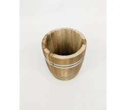 Wood Barrel Planter – 4.5-inch round and 6-inch tall