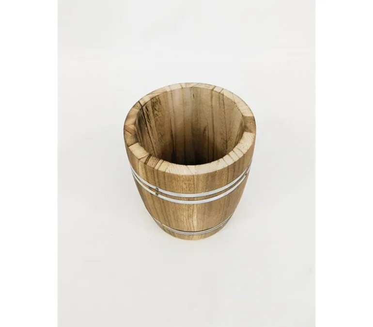 Wood Barrel Planter – 4.5-inch round and 6-inch tall