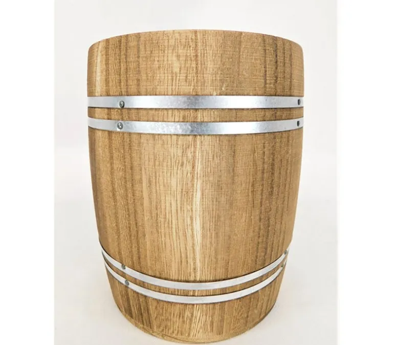 Wood Barrel Planter – 4.5-inch round and 6-inch tall