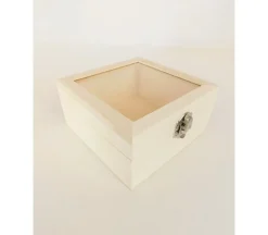 Wooden Box with Glass Lid and Latch – Medium