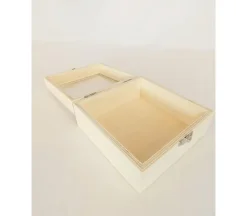 Wooden Box with Glass Lid and Latch – Medium