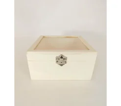 Wooden Box with Glass Lid and Latch – Large