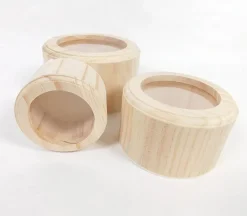 Wooden Round Boxes with Clear Insert Top – Large
